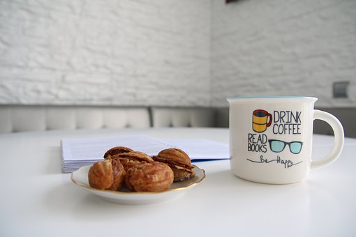 Mug, Happy, Book, Morning, White